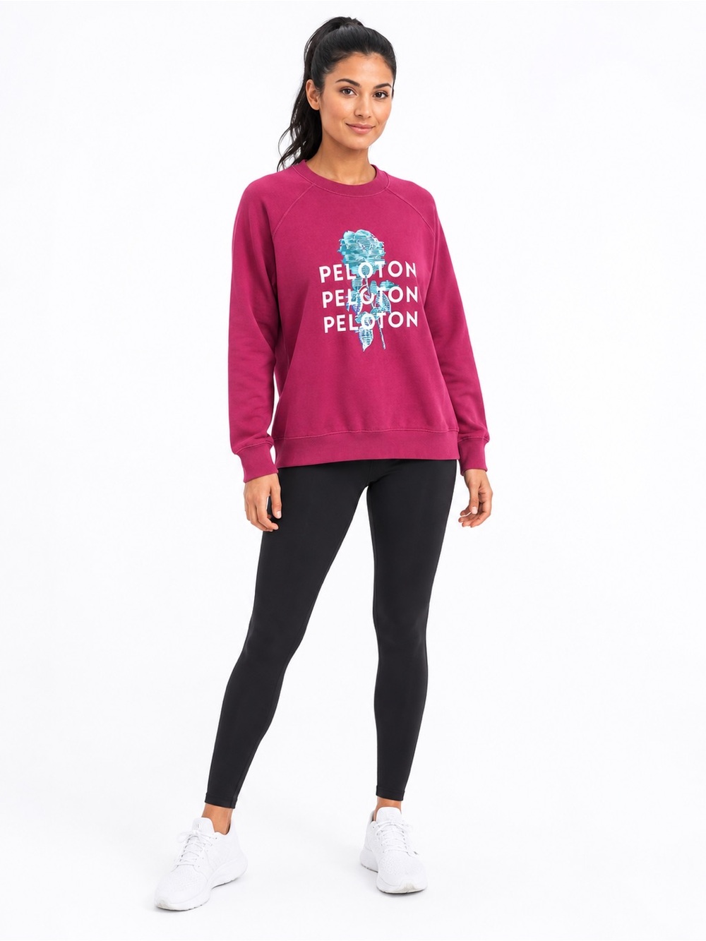 🌺Peloton Berry Crewneck Sweatshirt with Teal Floral Logo